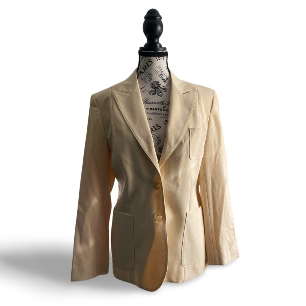 🇨🇦 80s Yves St Simon Butter Pastel Yellow 100% Wool Blazer — Mint Condition